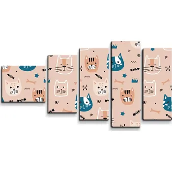 Obraz Sablio Obraz - 5-dílný Barevné kočičky - 100x60 cm