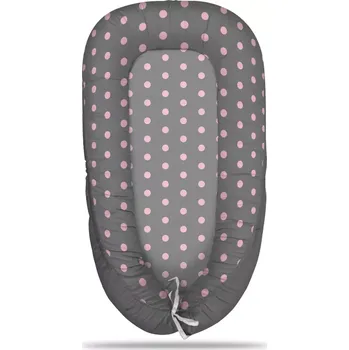 Hnízdečko pro miminko Sablio Hnízdečko pro miminko Růžové puntíky na šedé