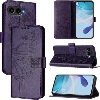Pouzdro na tablet VSECHNONAMOBIL 126933 ART BUTTERFLY Peněženkový obal pro T Phone 3 tmavě fialový