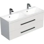 Koupelnová skříňka s dvojumyvadlem SAT Cube Way 120x40 cm bílá lesk CUBE2120ZBL 200994088