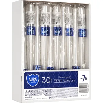 Svíčka Svíčka konická Aura – perleťově bílá / 24,5 cm / ~7 h / Ø 23 mm 1 ks