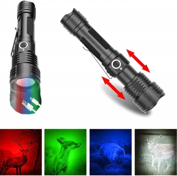 Svítilna Lovecká taktická svítilna na zvěř 4-LED USB + UV + ČERVENÁ LT5