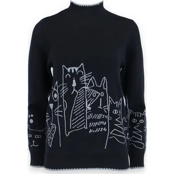 Dámský svetr Svetřík úpletový stojáček Damod 22628 barva: černá, velikost: L/XL