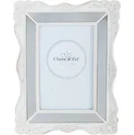 Bílý fotorámeček s patinou a zrcátky - 17*2*22 cm / 10*15 cm 58697987