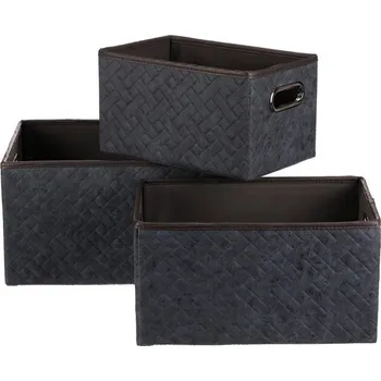 Úložný box Koš regálový - látkový s uchy, modrý, cena za sadu 3 ks