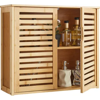 Koupelnový nábytek Vevor Nástěnná koupelnová skříňka nad wc, 2 dvířka, police se 3 úrovněmi