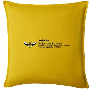 Polštář Vosička Milé a zvědavé stvoření - Polštář 50x50 - 50x50 - Pouze potah ( Žlutá )
