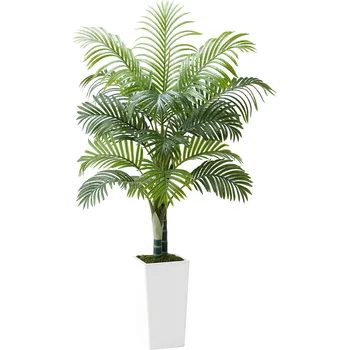 umělá květina Vevor Umělá palma areca 1524 mm, vysoký bílý květináč, interiér/exteriér