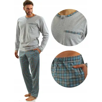 Pánské pyžamo SESTO SENSO JASIEK pánské pyžamo bavlna šedý melír XL