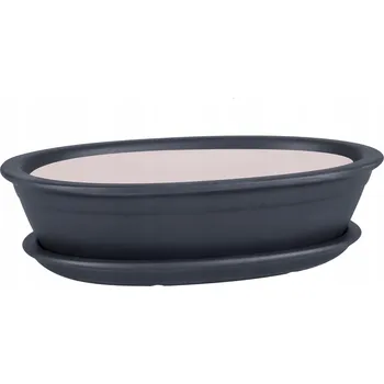 Květináč Keramický Květináč černý, Botle 24 cm x 32 x 6 cm