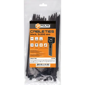 Stahovací páska Stahovací pásky (trysky) nylonové černé 5x200mm 100ks Polax