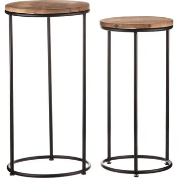 Věšák Stojan - kov a dřevo, černý rám, cena za sadu 2 ks