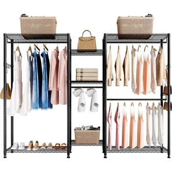 Vevor Stojan na oblečení, ocelový rám, 7 úrovní, 385,5 kg, 4 tyče