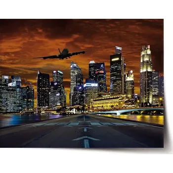 Plakát Sablio Plakát Letadlo nad mrakodrapy - 60x40 cm