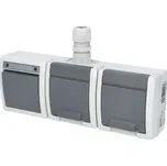 ATLAS IP65 Přepínač č.6+zásuvka 2x 2P+P, 2-násobná vodorovně s vývodkou M20,na povrch,šedá