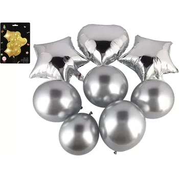 Balónek Sada nafukovacích balónků se srdcem, hvězdami a kulatými balónky – 8 ks, 2 barvy