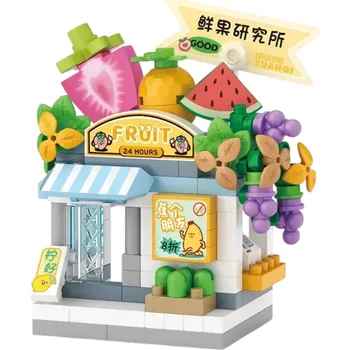 ostatní stavebnice Stavebnice obchod Prodejna čerstvého ovoce 6,5 x 3,2 x 6,4 cm 120 ks MINI dům Stavební bloky pro děti Dívky Chlapce Kreativní dárek