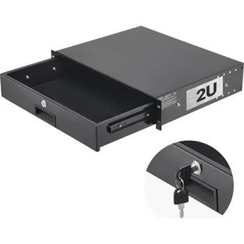 Elektrická zásuvka Vevor Zásuvka 2U do serverového racku, nosnost 22.68 kg, zamykatelná