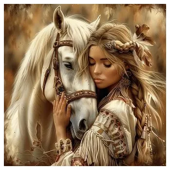 Diamantové malování Diamantový obrázek Kůň a dívka 30 x 40 cm