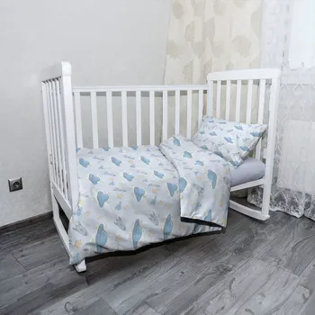 Povlečení Sablio Mikroplyšové dětské povlečení do postýlky Létající talíře a rakety - 100x135 / 40x60