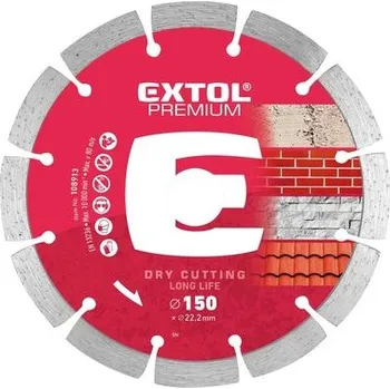 Řezný kotouč Zrušeno! nahrazeno výrobkem 8803013 kotouč diamantový řezný, segmentový long life - suché řezání, 150x22,2x2,3mm EXTOL PREMIUM 108913