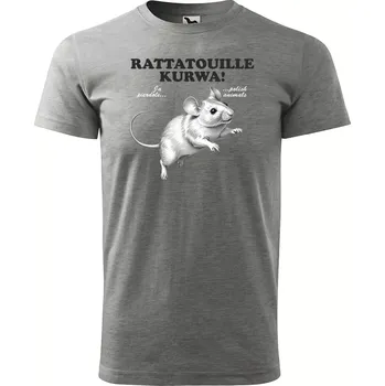 Pánské oblečení Sablio Tričko s potiskem RATTATOUILLE KURWA - šedé XL