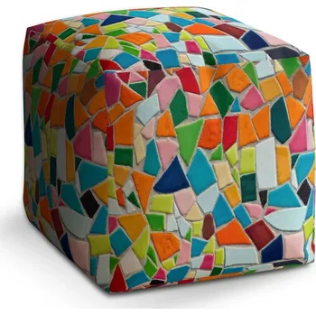 Taburet Sablio Taburet Cube Barevná mozaika: 40x40x40 cm