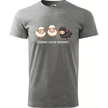 Pánské tričko Sablio Tričko s potiskem Černá ovce rodiny - šedé 2XL
