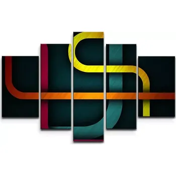 Obraz Sablio Obraz - 5-dílný Barevné klikyháky - 125x90 cm