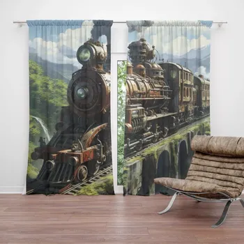 Závěs Sablio Závěs Parní lokomotiva na viaduktu: 2ks 140x250cm