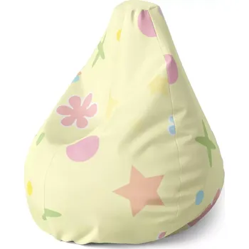 Sedací pytel Sablio Sedací vak Pear Květiny na žluté - 70 x 95 x 15 cm