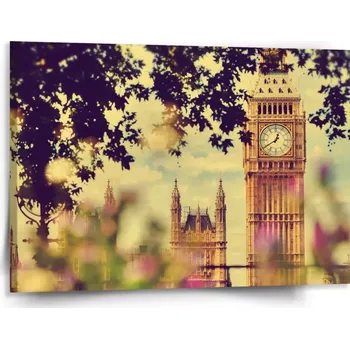 Obraz Sablio Obraz Londýn Big Ben Flowers - 150x110 cm