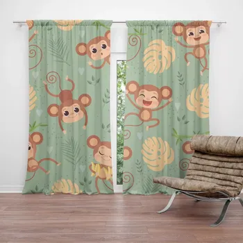 Závěs Sablio Zatemňovací závěs Roztomilé opičky - velké: 2ks 140x250cm
