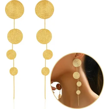 Náušnice Flamenco Mystique Závěsné náušnice, poutavé zlaté kroužky, kovové puzetky, délka 15 cm K1713