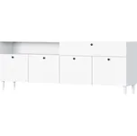 Komoda se skříňkami a zásuvkou DULLUM 200x75cm, bílá 217311914