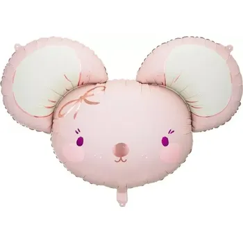 Balónek PartyDeco Balónek fóliový Hlava myšky růžová 96 x 64 cm