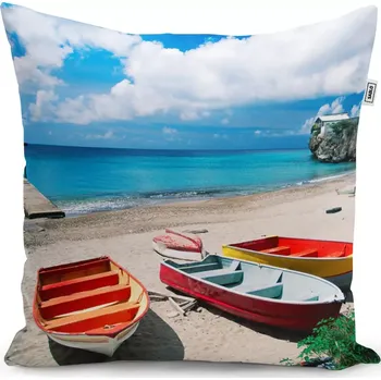 Polštář Sablio Polštář Loďky na pláži - 50x50 cm