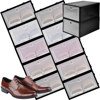 Úložný box 10 x KRABIČKA ORGANIZÉR NA BOTY S VÍKEM, ÚLOŽNÉ BOXY DO SKŘÍNĚ, SADA