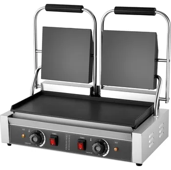 Zahradní gril Vevor Panini gril 3600W, nerez, dvojitý lis, s termostatem, 48×23cm