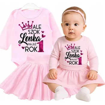 Kojenecká souprava NAROZENINOVÝ KOMPLET NA 1. narozeniny Rok Dívka Body Sukně vel. 80