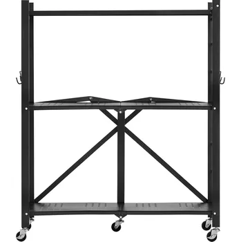 regál Vevor Skládací regál 3 police, 30W×13D×36H inch, 5 koleček, 4 háčky