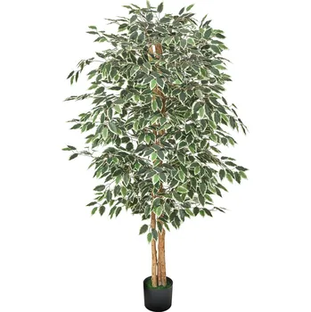 umělá květina Vevor Umělý fíkus 180cm se přirozeným dřevěným kmenem a černým květináčem