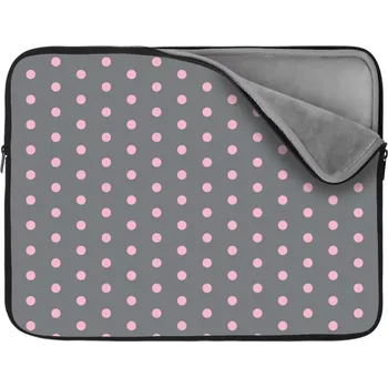 pouzdro na notebook Sablio Obal na notebook Růžové puntíky na šedé - 13"