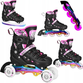 Kolečkové brusle Brusle 2v1 4v1 Kolečkové Brusle Rekreační Brusle Na Led Nastavitelné Kolečkové Brusle LED 31-34 NILS