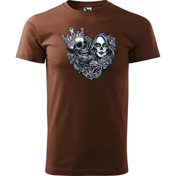 Pánské tričko Sablio Tričko s potiskem Dead Heart - hnědé S