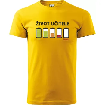 Pánské tričko Sablio Tričko s potiskem Život učitele Září-Červen - žluté S