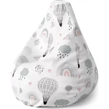 Sedací pytel Sablio Sedací vak Pear Malované horkovzdušné balony - 70 x 95 x 15 cm