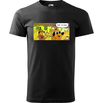 Pánské tričko Sablio Tričko s potiskem This is fine - černé L