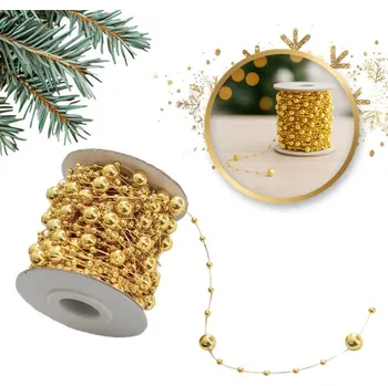 Vánoce Flamenco Mystique Vánoční řetěz 10m girlanda korálky zlaté VÁNOCE WOZ13