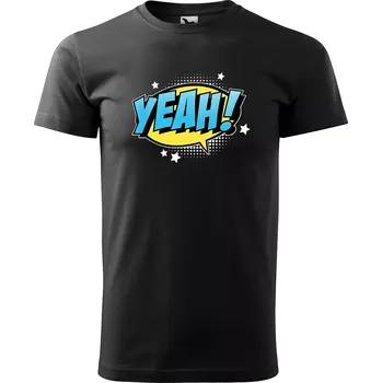 Sablio Tričko s potiskem YEAH! - černé 5XL